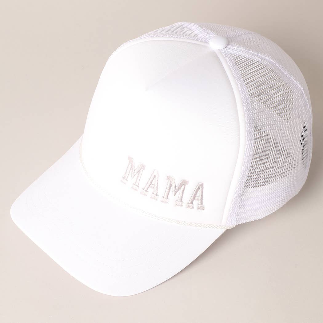 White MAMA Embroidered Hat