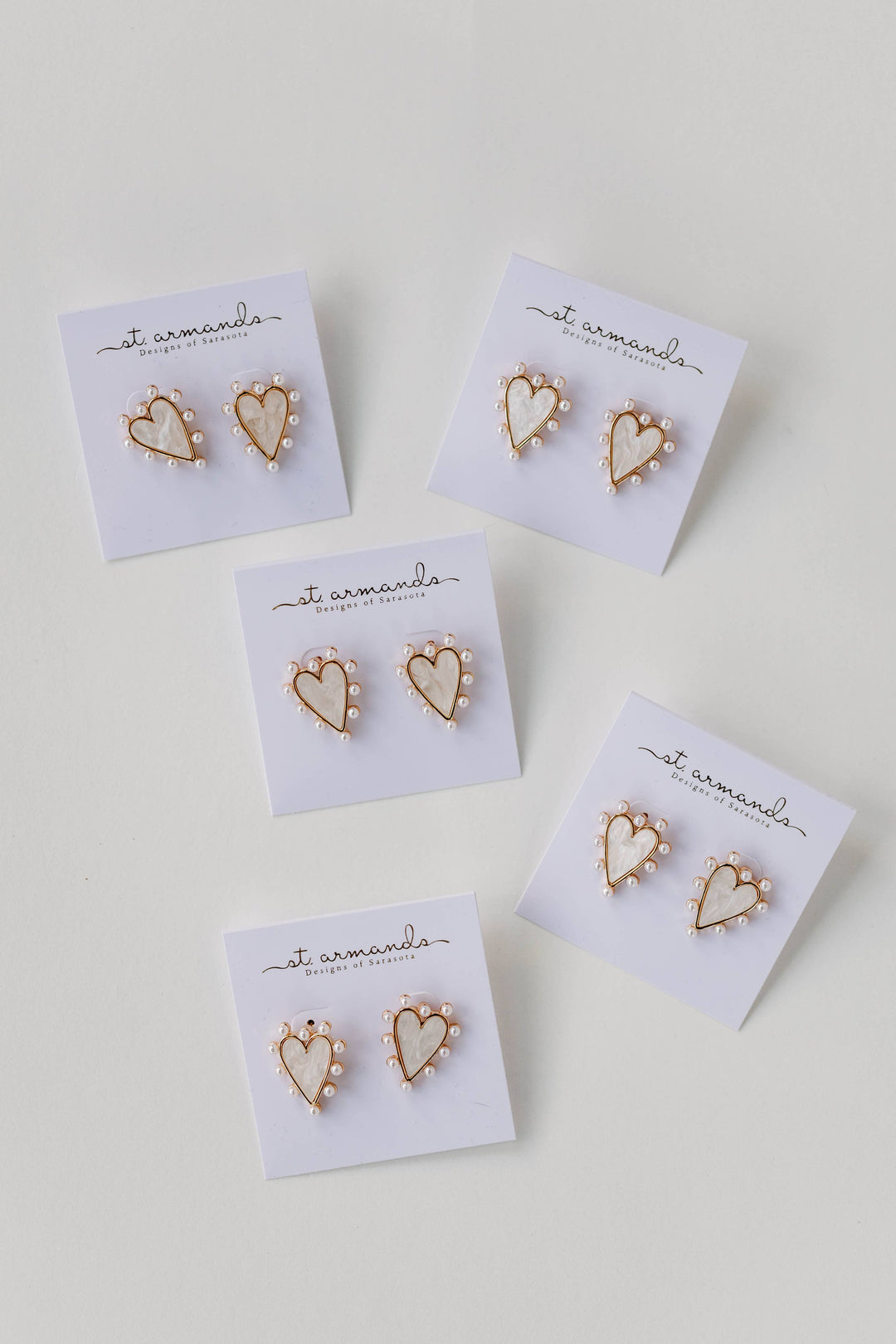 Pearl Studded Heart Earrings