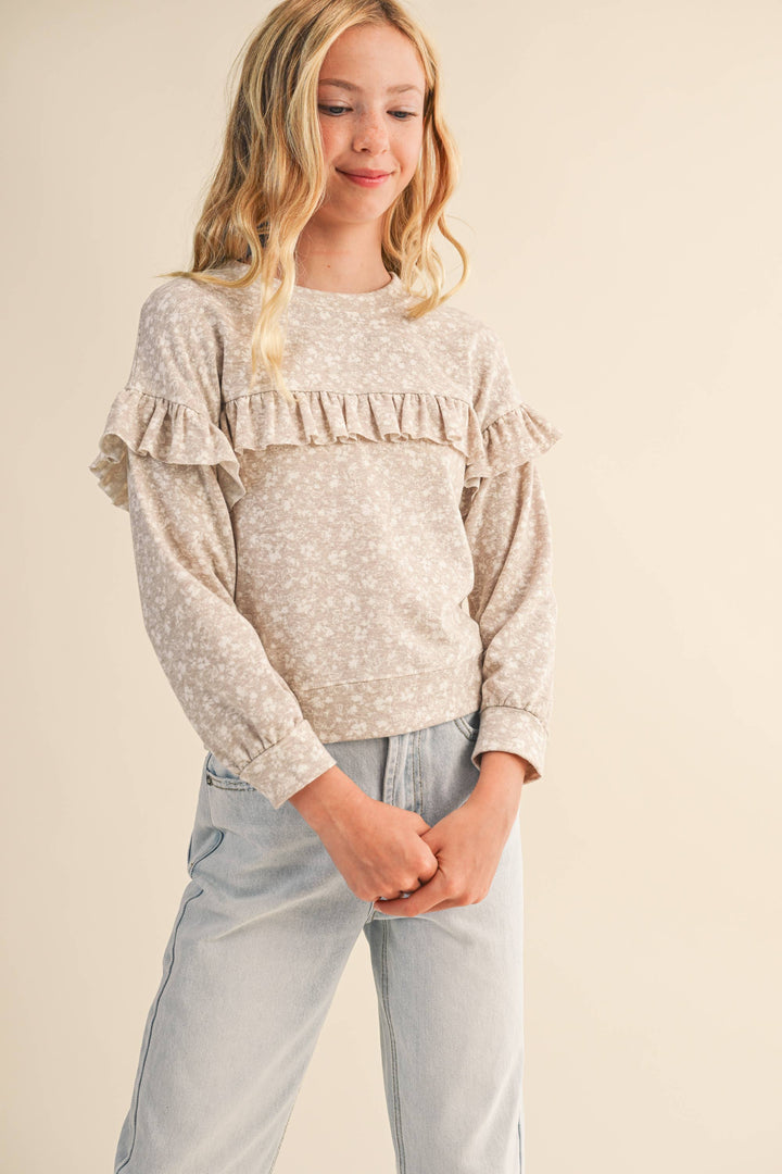 GIRLS RUFFLE SWEATSHIRT
