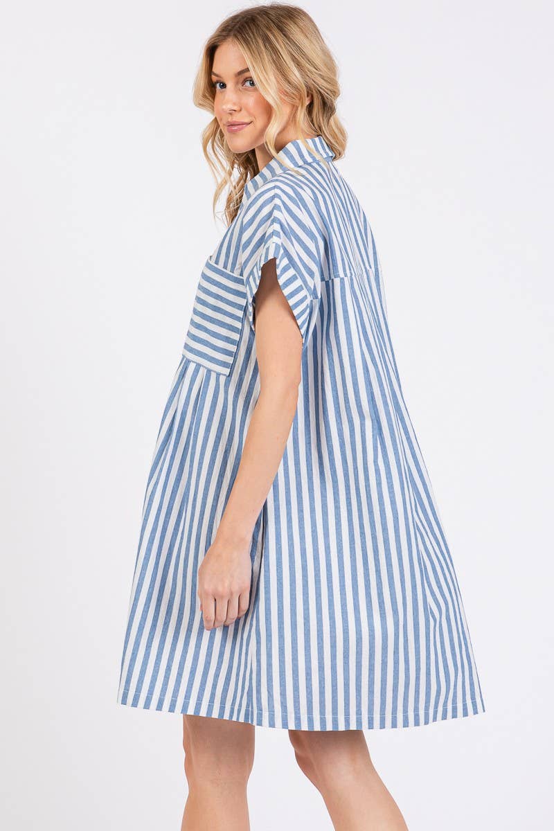 COTTON STRIPED TUNIC DRESS