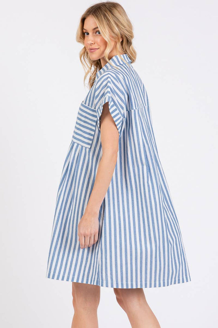 COTTON STRIPED TUNIC DRESS