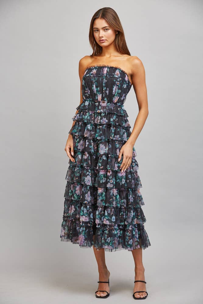 TULLE STRAPLESS DRESS