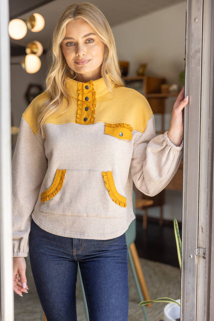 Mustard Snap Sweatshirt