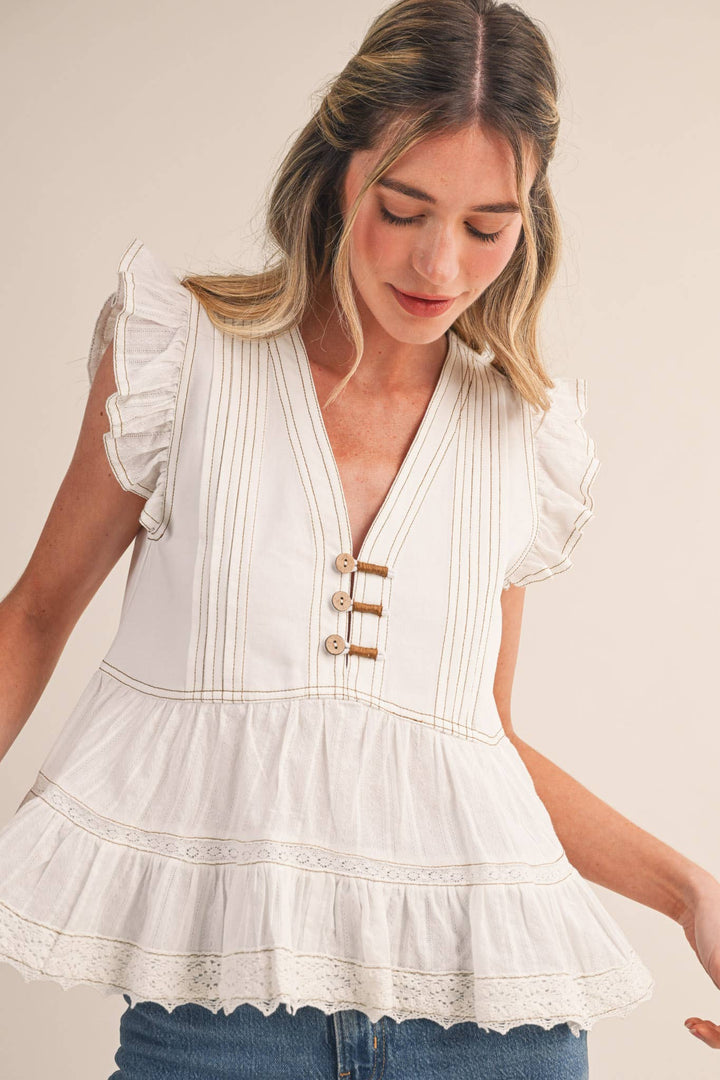 STITCH LACE TRIM TOP