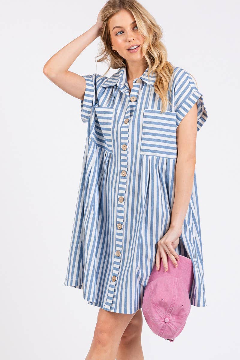 COTTON STRIPED TUNIC DRESS