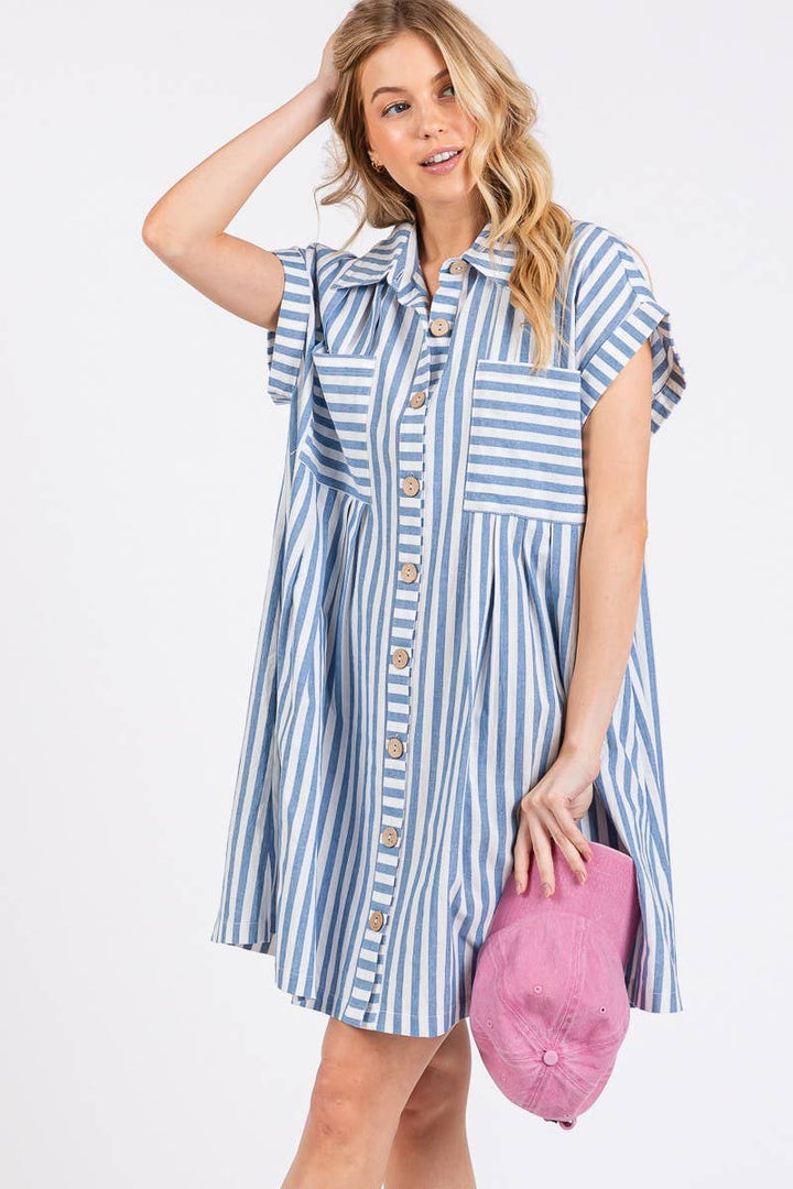 COTTON STRIPED TUNIC DRESS