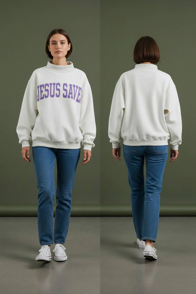 CROSS &JESUS SAVES' Reversible Sweatshirt
