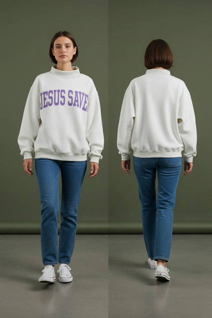 CROSS &JESUS SAVES' Reversible Sweatshirt