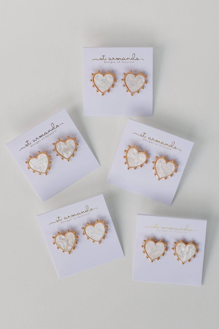 Studded Pink Heart Earrings