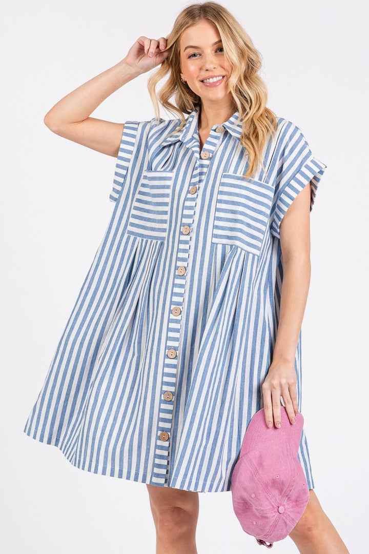 COTTON STRIPED TUNIC DRESS