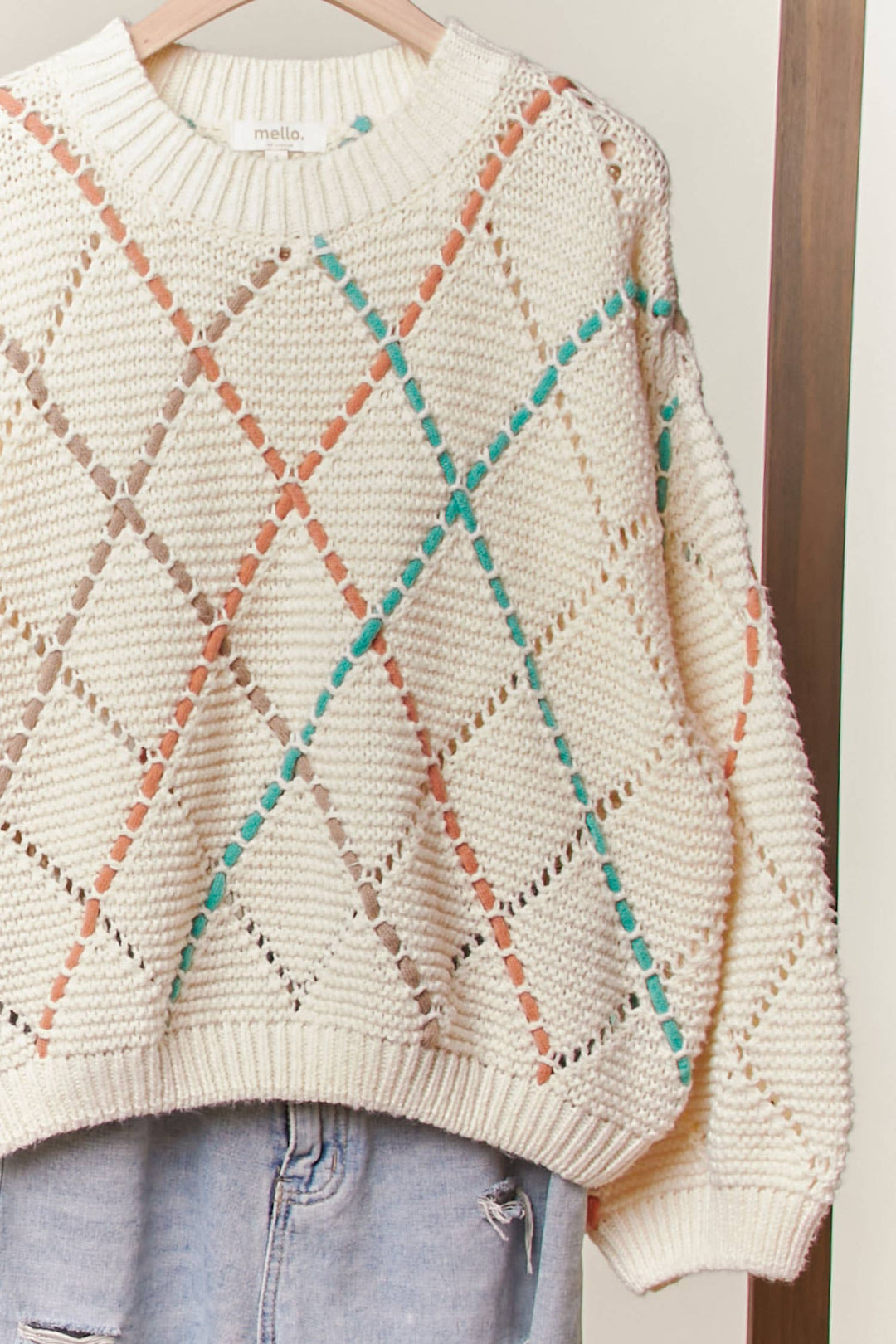 Diamond Cutout Knit Sweater