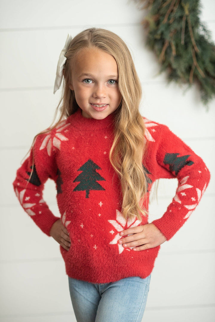 Red Trees and Snowflakes Sweater