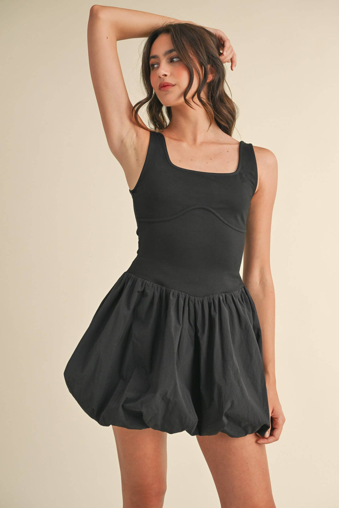 BUBBLE HEM MINI DRESS