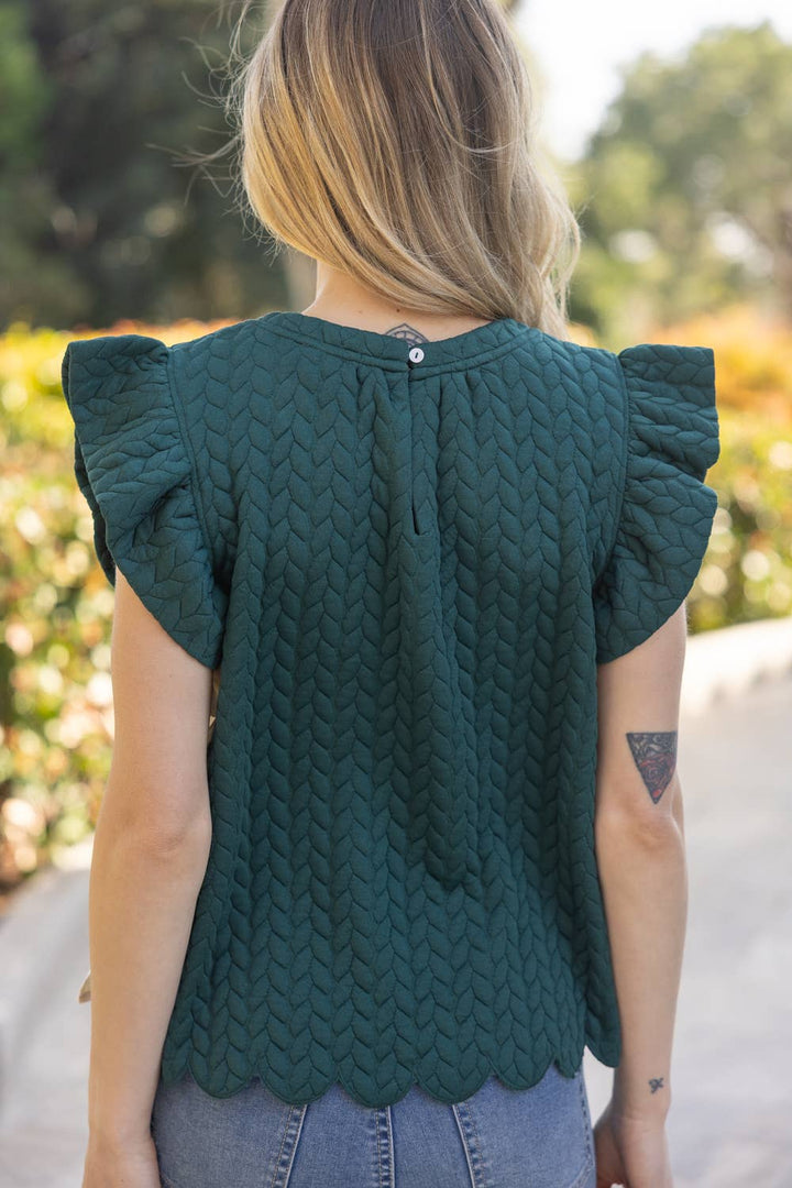 Tie Detailed Green Top