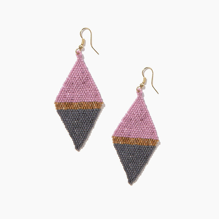 Custom Color Block Beaded Diamond Earrings