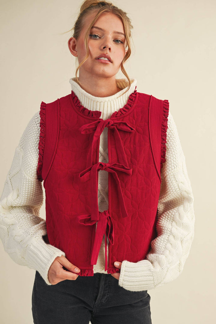 QUILTED BOW VEST