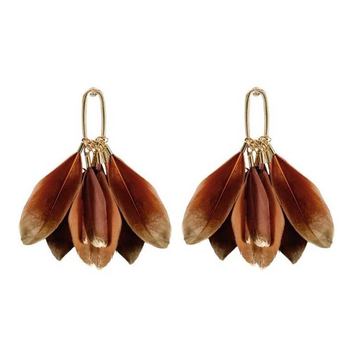 Caramel Feathers Earrings