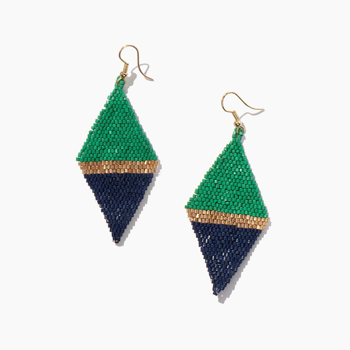 Custom Color Block Beaded Diamond Earrings