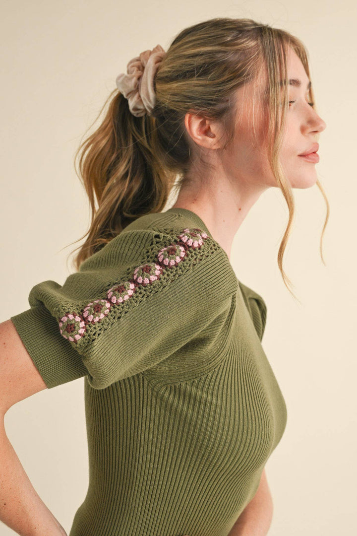 Crochet Puff Sleeve Sweater