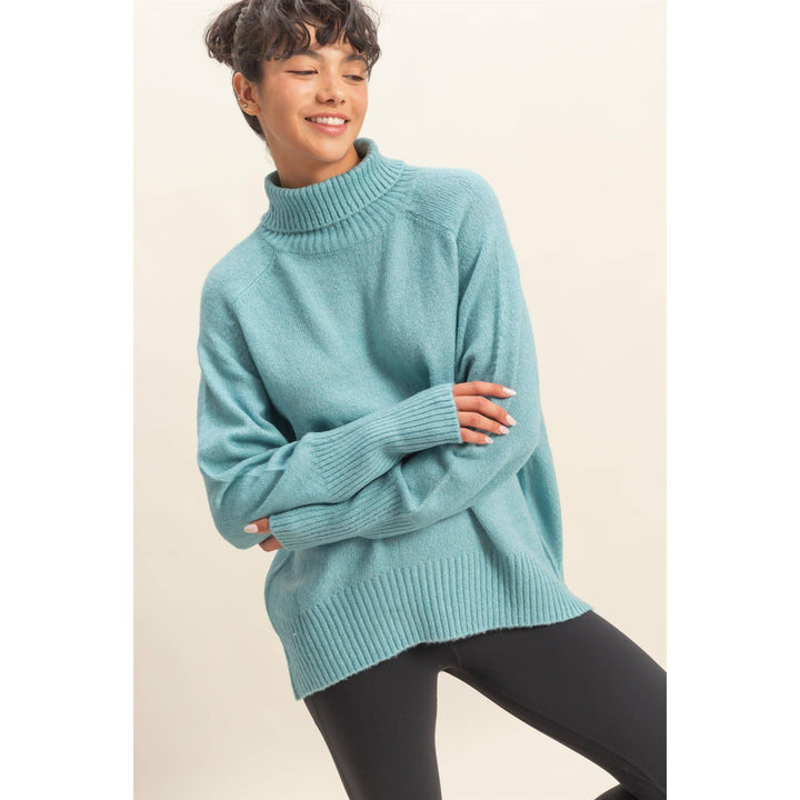Blue Turtleneck Sweater