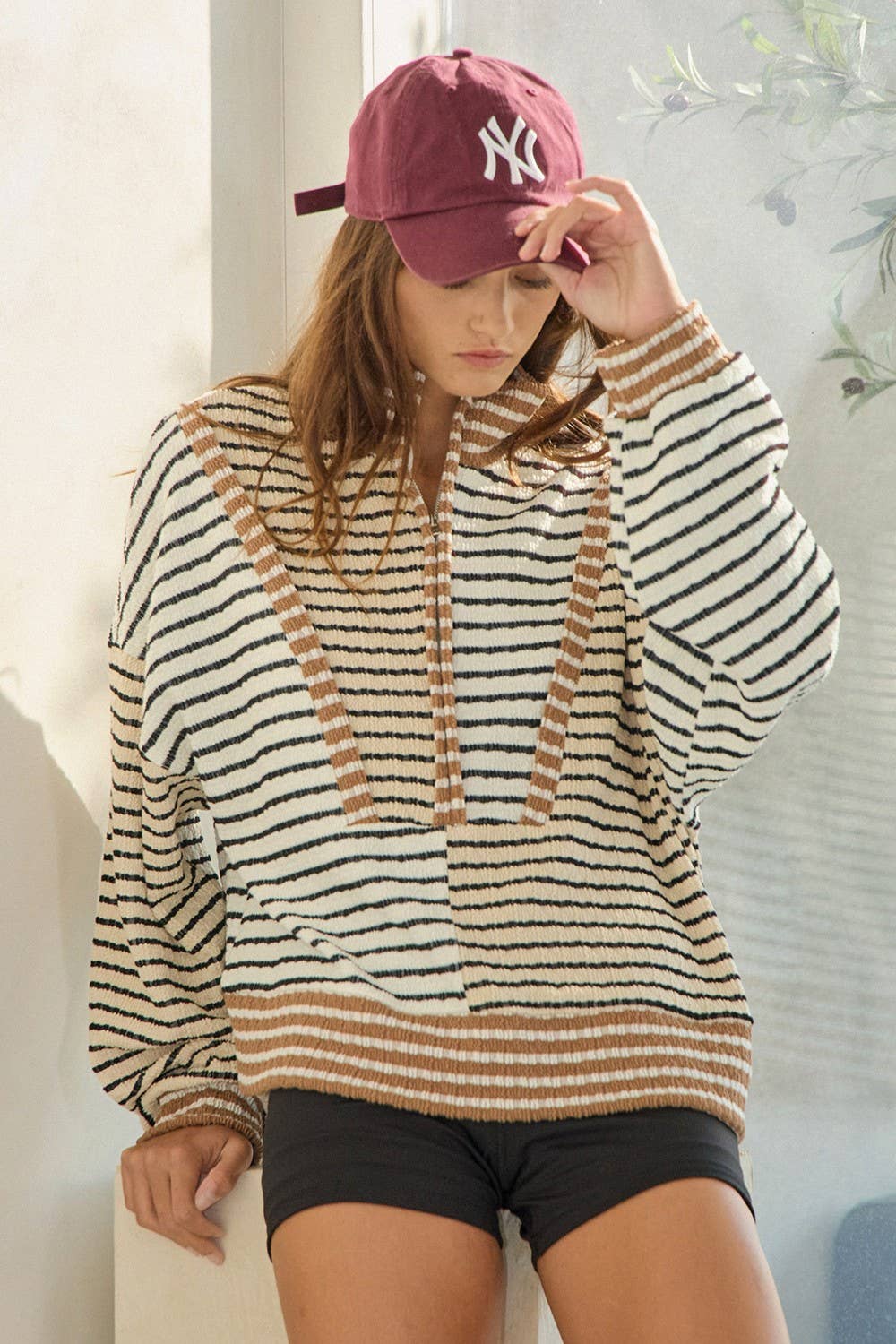 Half Zip Striped Top