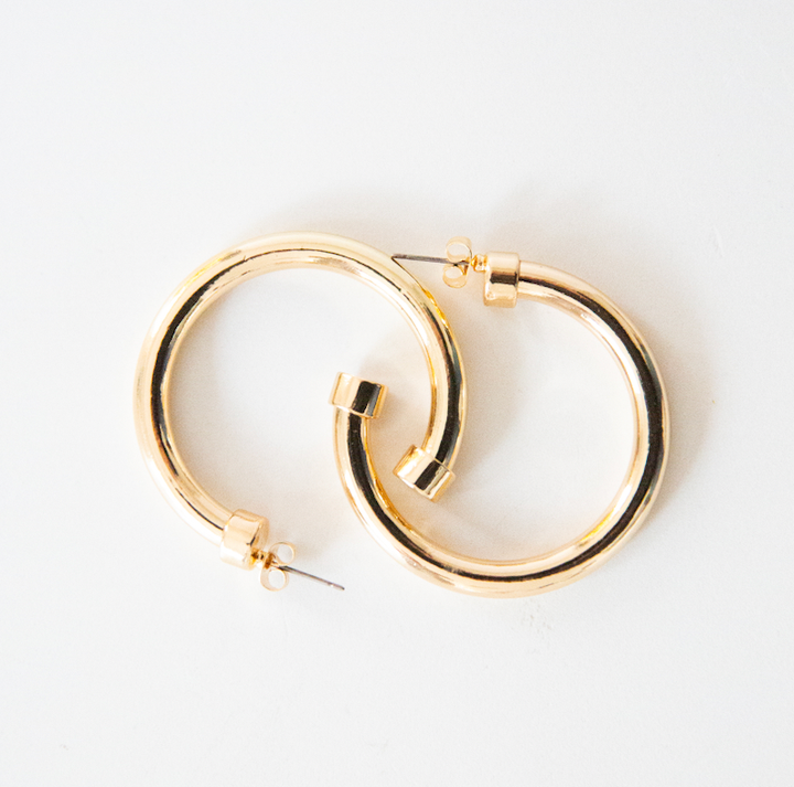 Hypoallergenic Shiny Gold Hoop Earrings | 3 Sizes