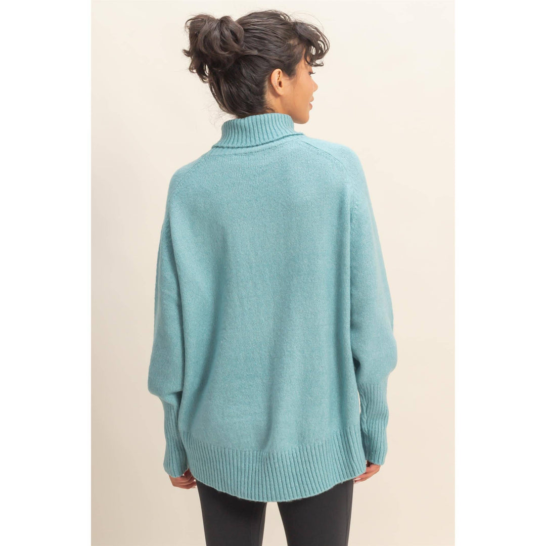 Blue Turtleneck Sweater