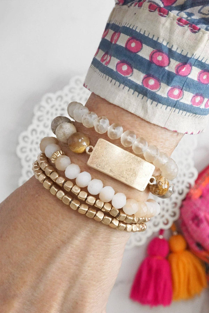 Brown boho Beaded Bracelets Stack