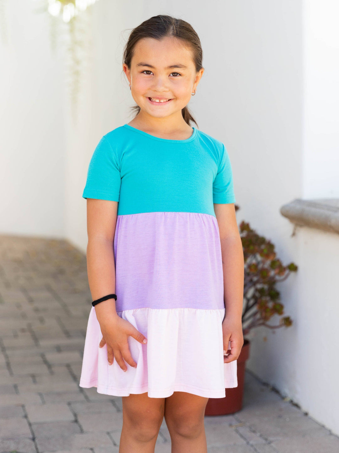 pink and blue colorblock dress Light Blue Floral Colorblock Tiered Ruffle Maxi Dress