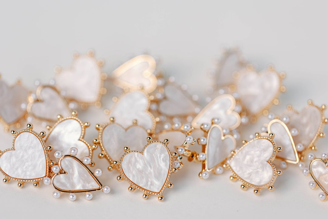 Pearl Studded Heart Earrings