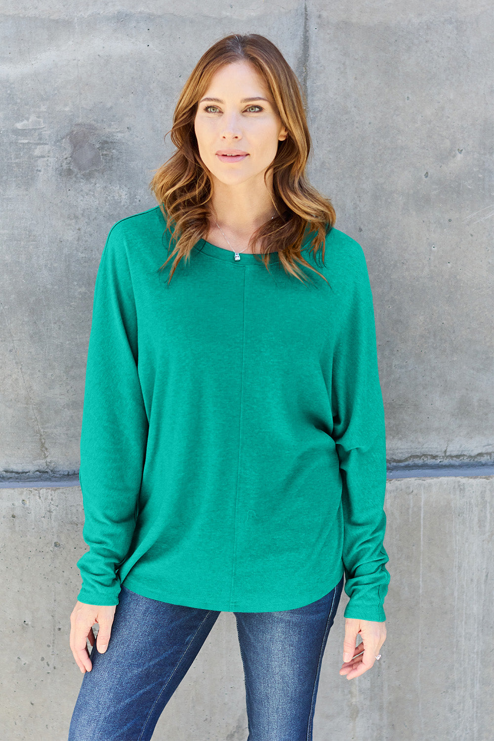 Double Take Full Size Round Neck Long Sleeve T-Shirt (Online Only)