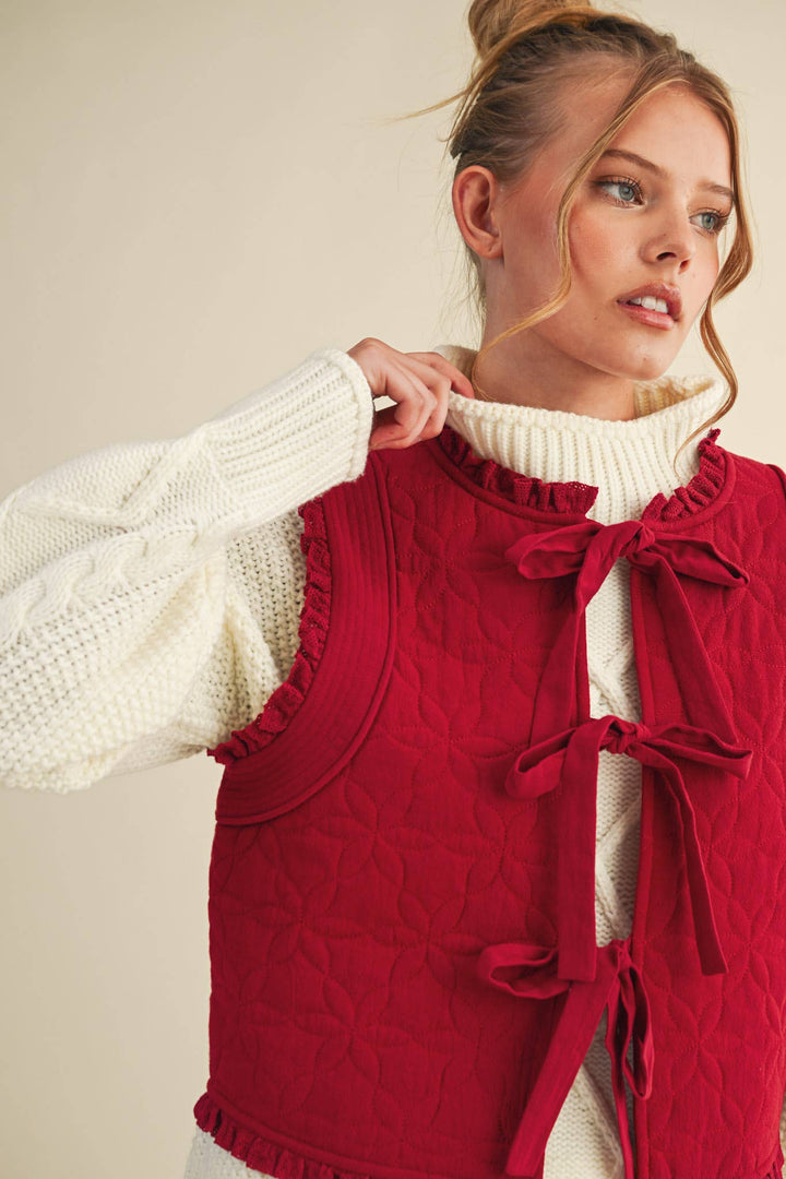 QUILTED BOW VEST