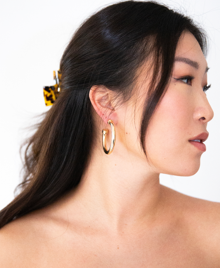 Hypoallergenic Shiny Gold Hoop Earrings | 3 Sizes
