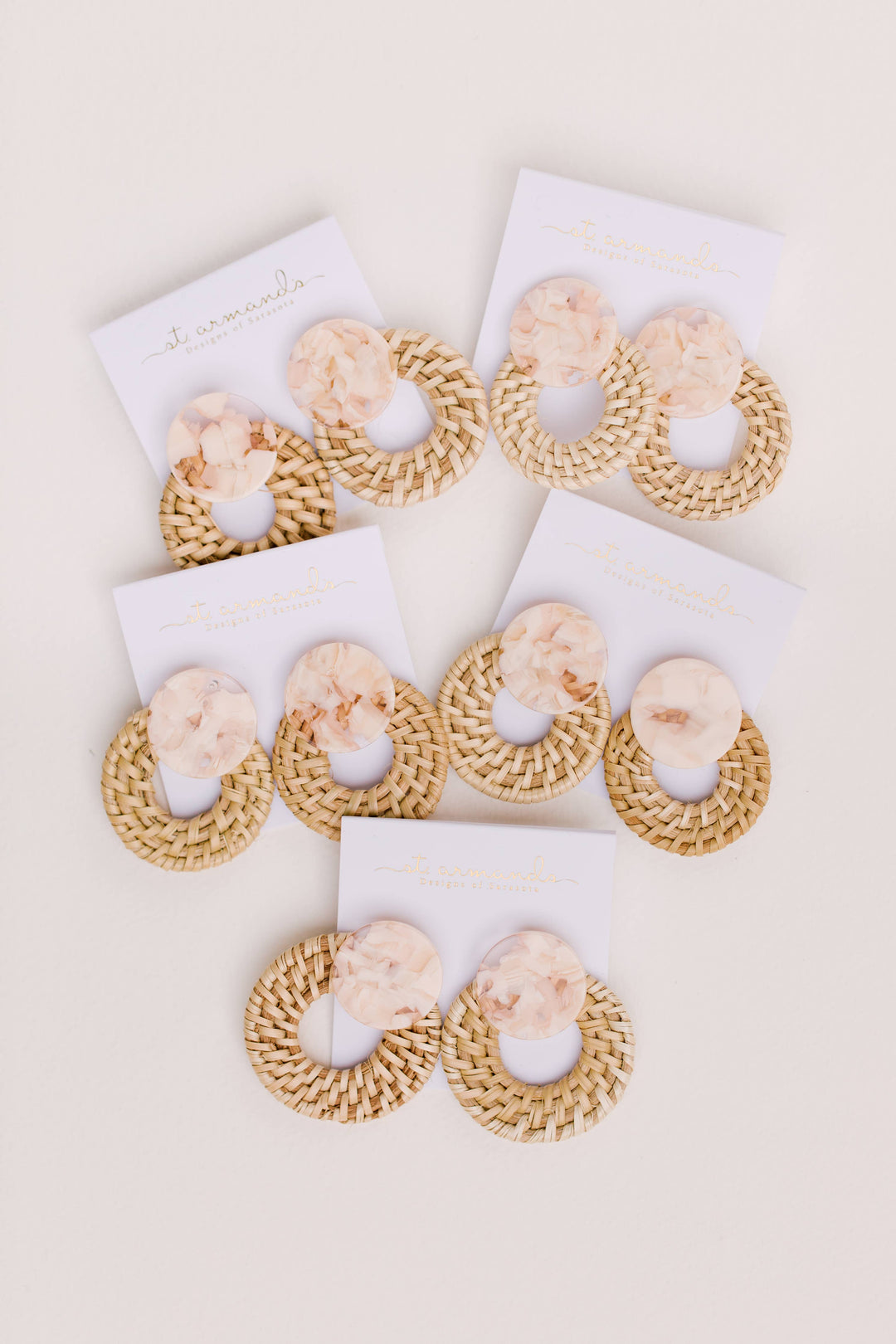 Blonde Rattan Doorknocker Earrings