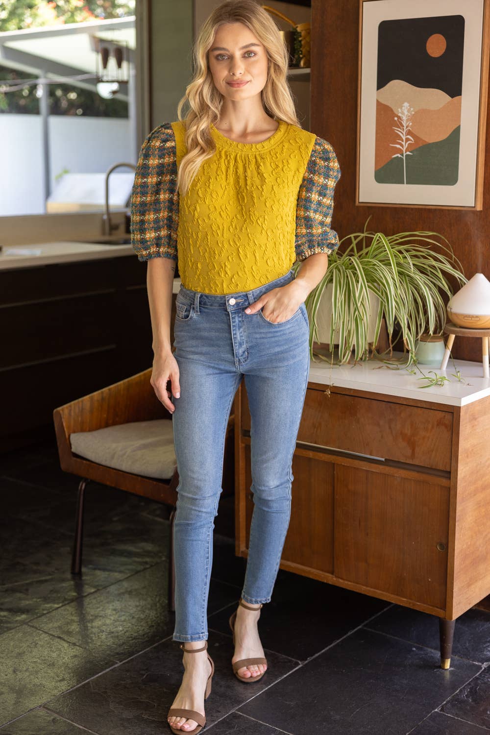 Tweed Sleeve Top