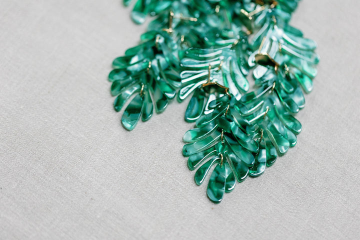 Green Petite Palm Earrings