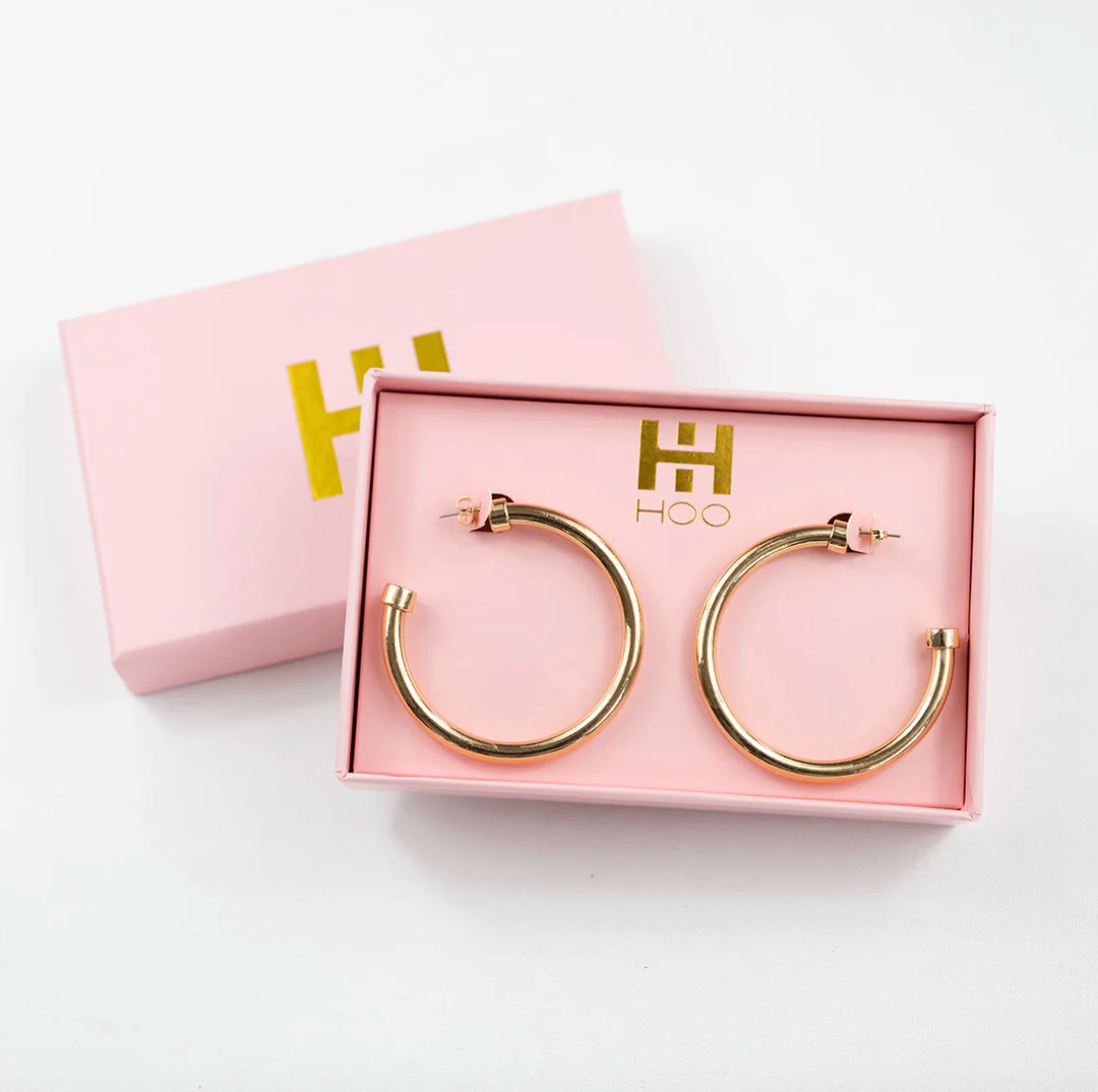 Hypoallergenic Shiny Gold Hoop Earrings | 3 Sizes