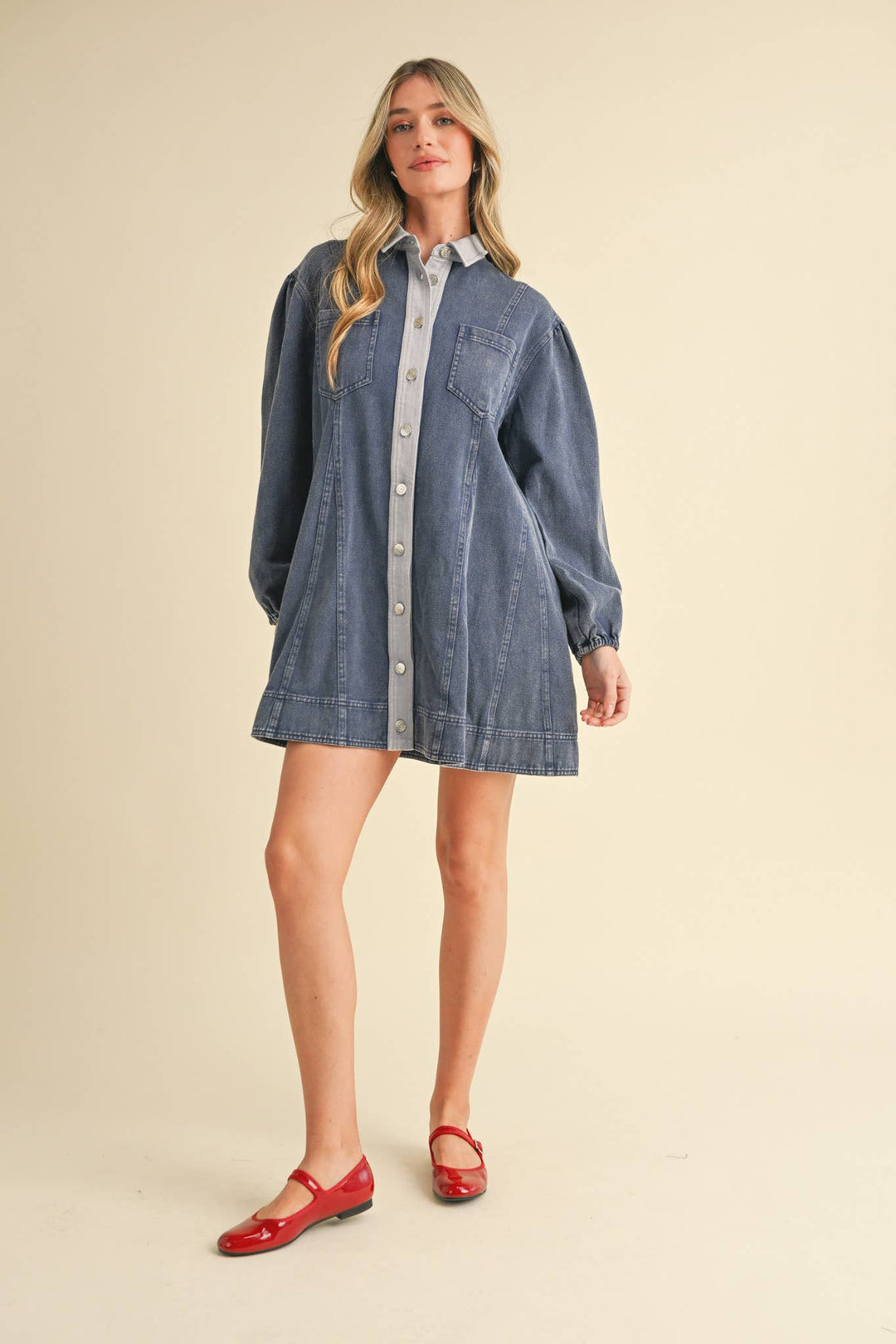 Denim Button Down Mini Dress