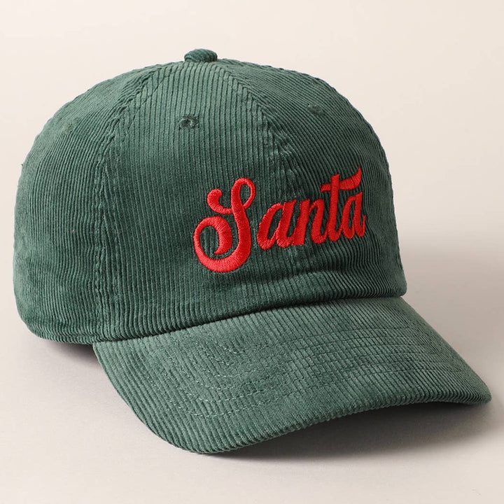 Santa Embroidered Corduroy Cap