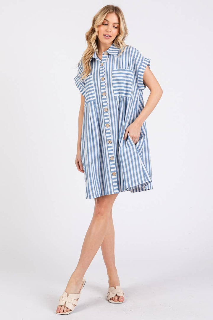 COTTON STRIPED TUNIC DRESS