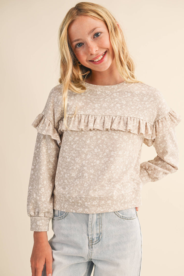 GIRLS RUFFLE SWEATSHIRT