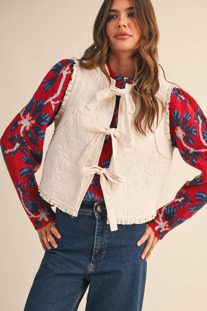 QUILTED BOW VEST