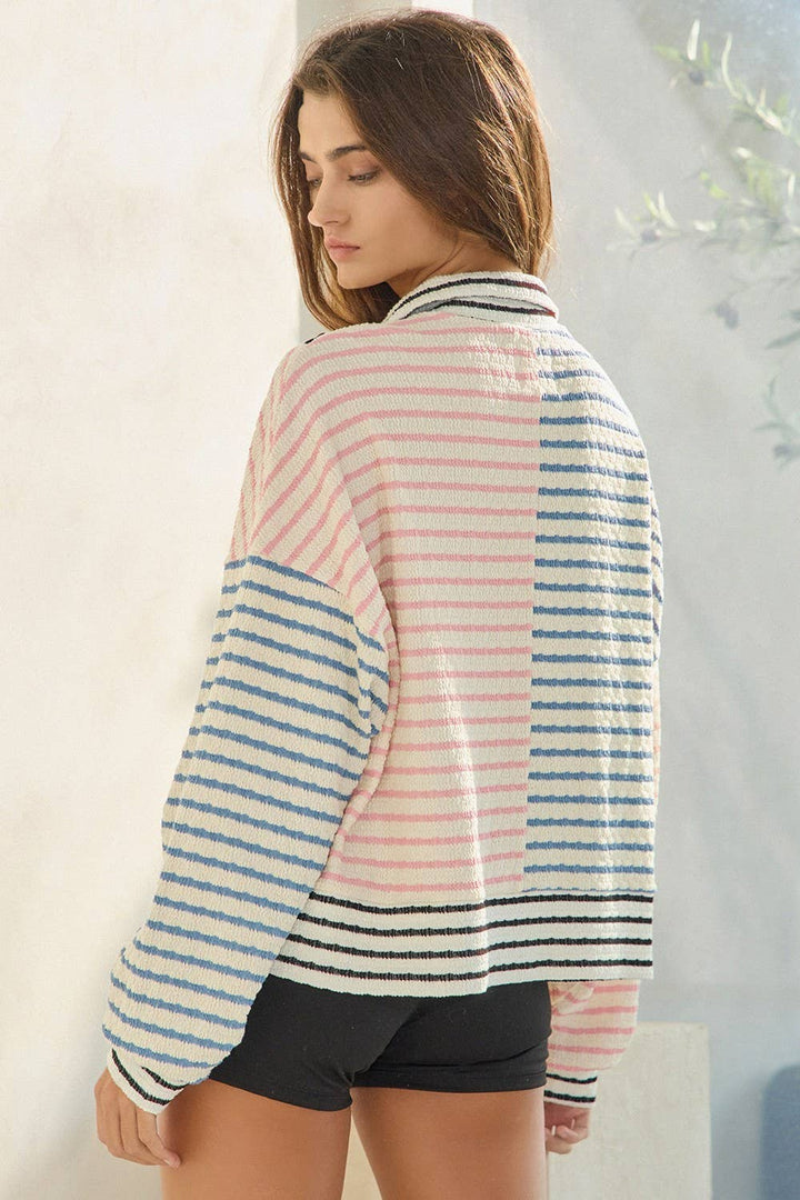 Half Zip Striped Top