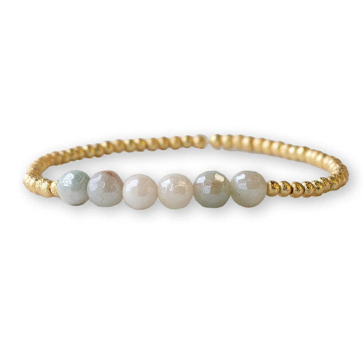 Amazonite Row Gold Beaded Bracelet