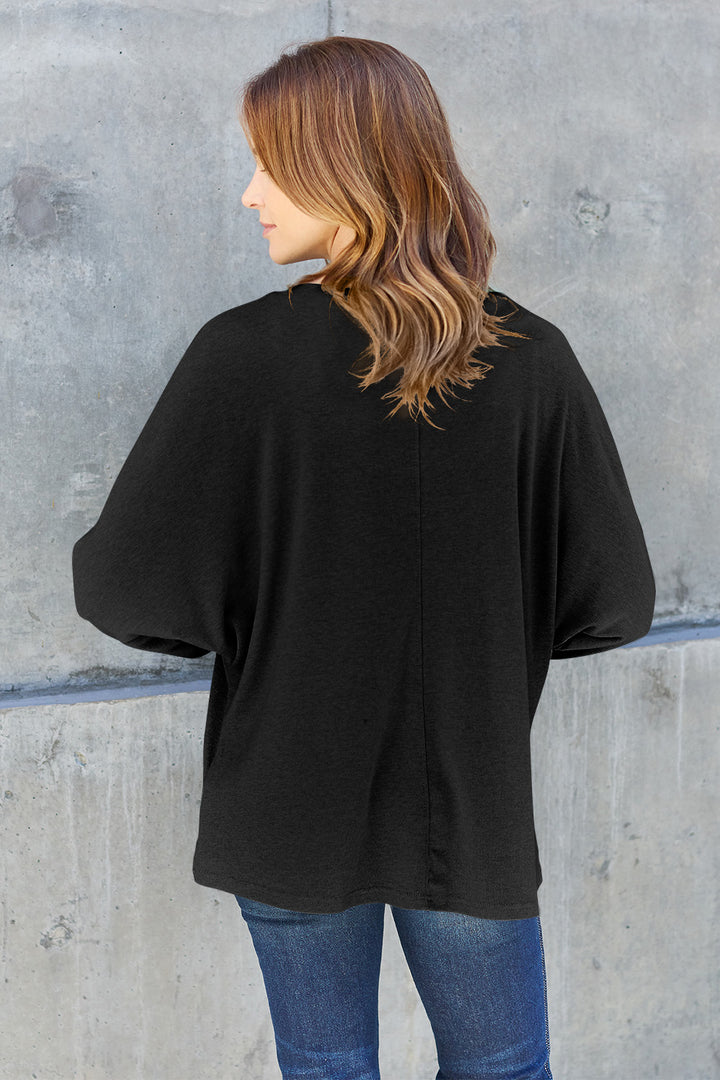 Double Take Full Size Round Neck Long Sleeve T-Shirt (Online Only)