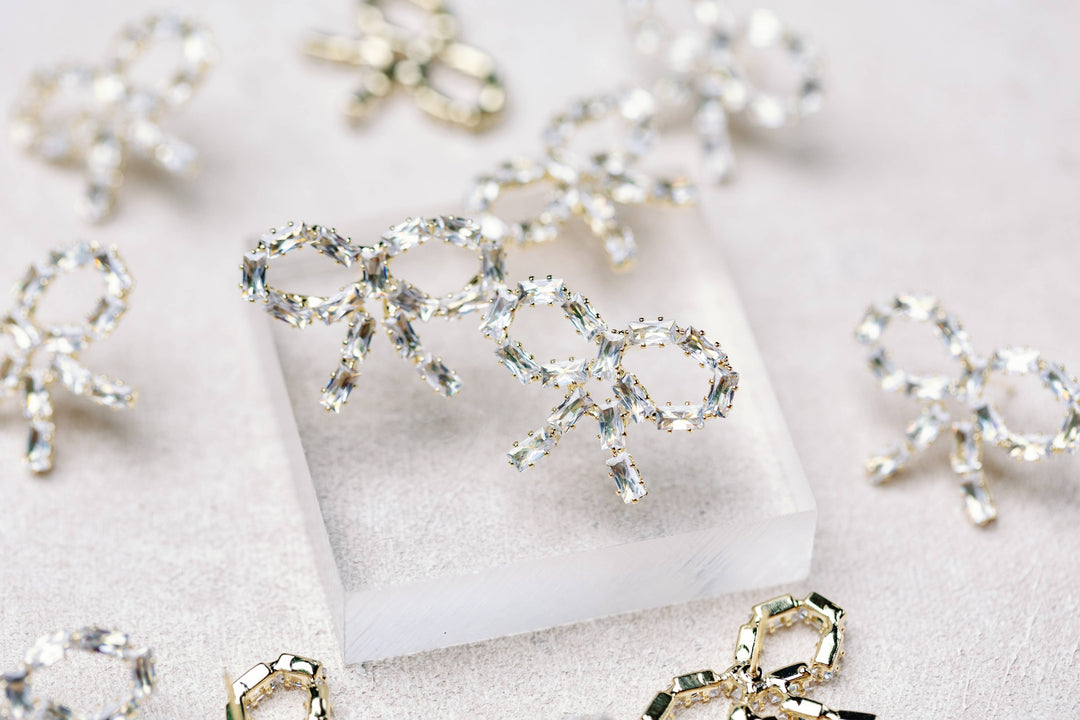 Diamond Bow Earrings