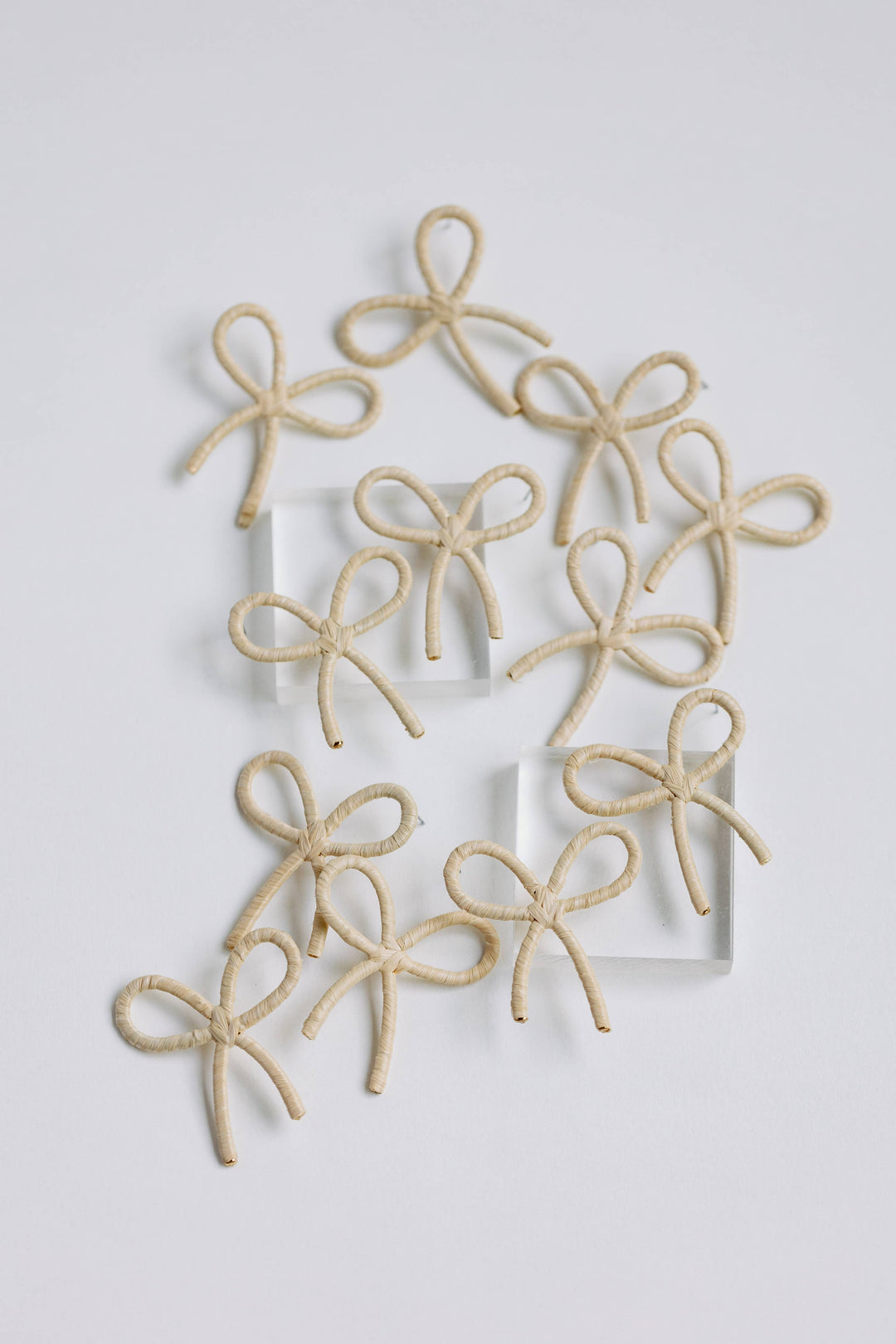 Raffia Wrapped Bow Earrings