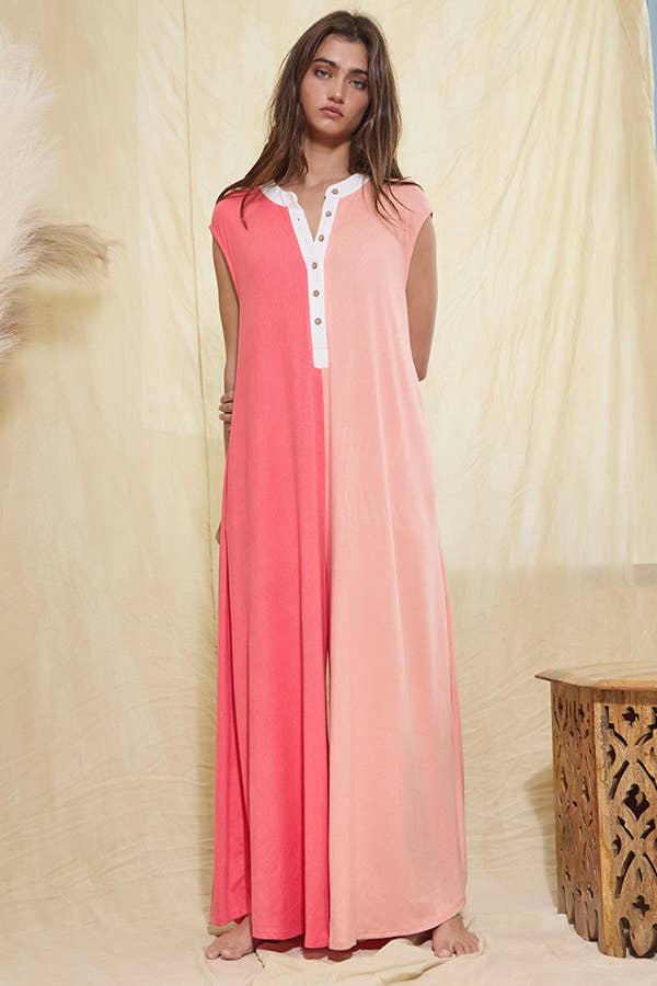 Color-Block Loose Fit Jumpsuit
