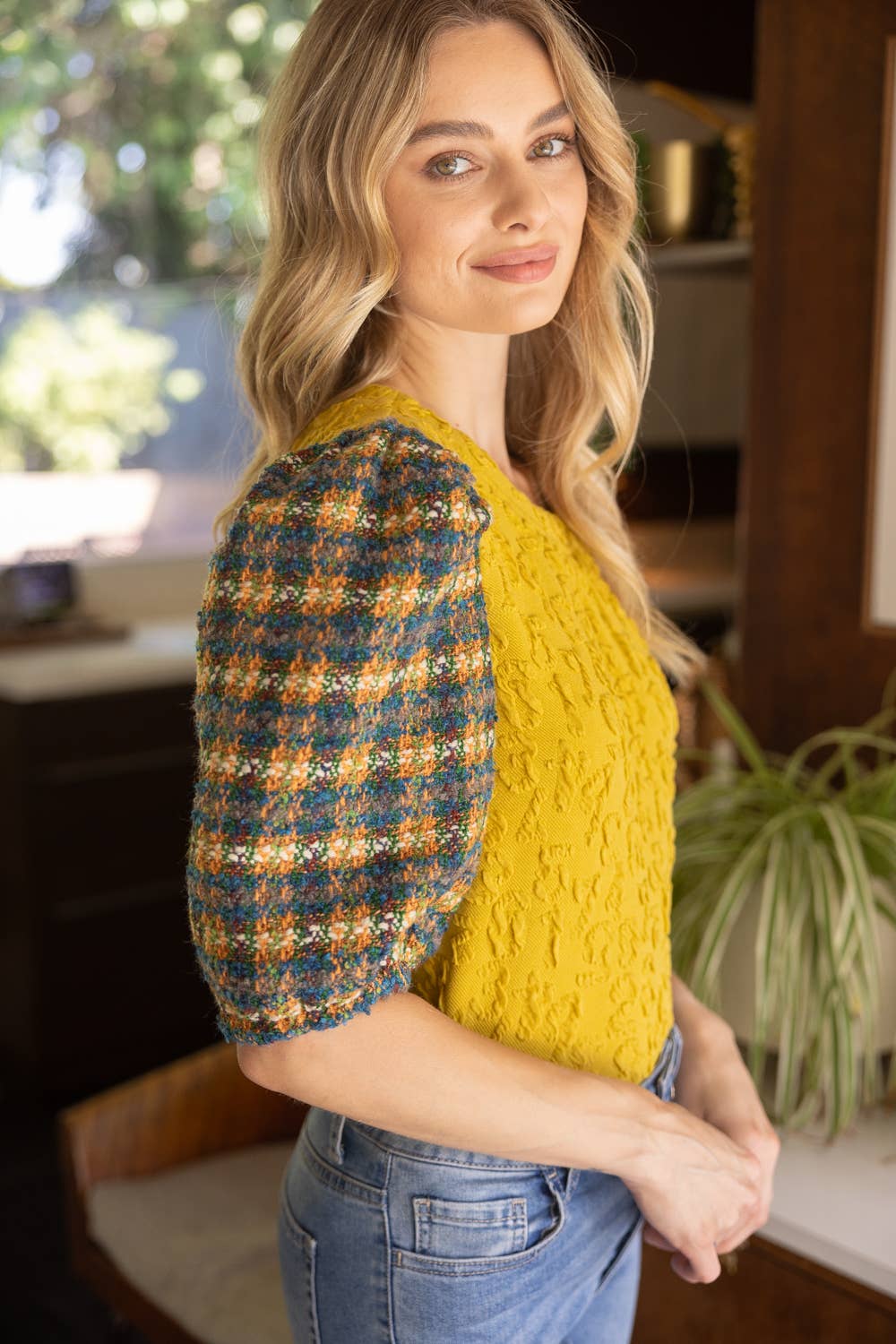 Tweed Sleeve Top