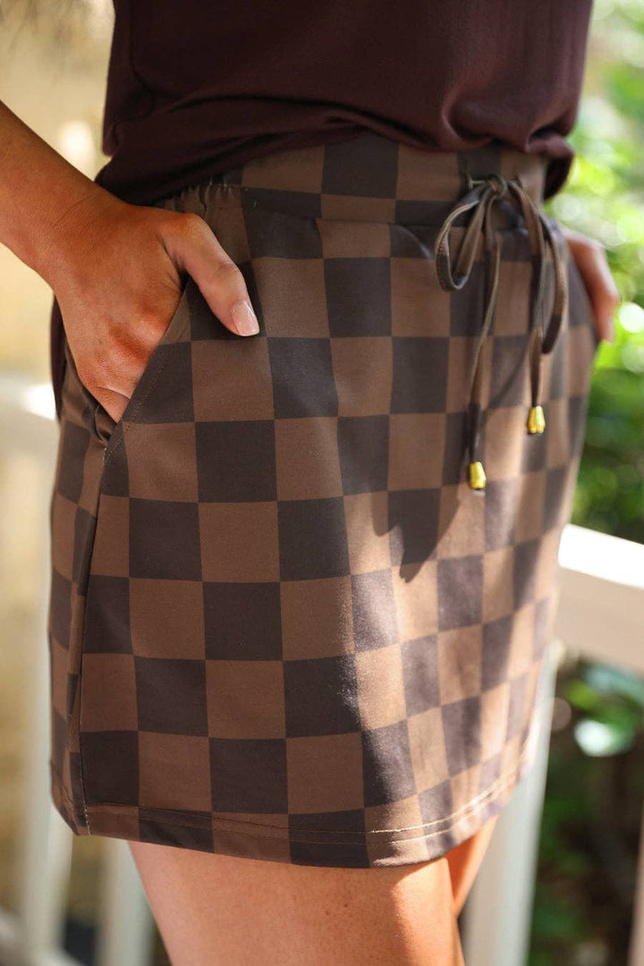 Chocolate Checkered Skort